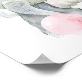 Olifant, Safari, Roze Kauwgom, Meisjeskamer Poster (Hoek)