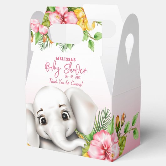 Olifant Safari Tropisch Oerwoud Baby shower Bedankdoosjes (Geopend)