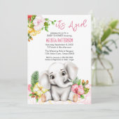 Olifant Safari Tropisch Oerwoud Baby shower Kaart (Staand voorkant)