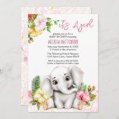 Olifant Safari Tropisch Oerwoud Baby shower Kaart (Voorkant / Achterkant)