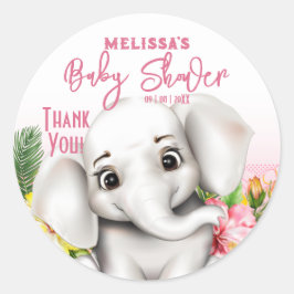 Olifant Safari Tropisch Oerwoud Baby shower Ronde Sticker