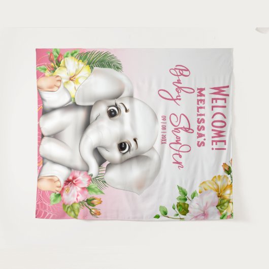 Olifant Safari Tropisch Oerwoud Baby shower Wandkleed (Voorkant (horizontaal))