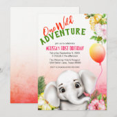 Olifant Safari Tropisch Oerwoud Verjaardagsfeest Kaart (Voorkant / Achterkant)