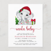 Olifant Santa Baby meisje douche uitnodiging (Voorkant)