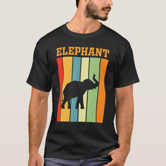 Olifant schaduw silhouet in retro kleuren t-shirt (Voorkant)