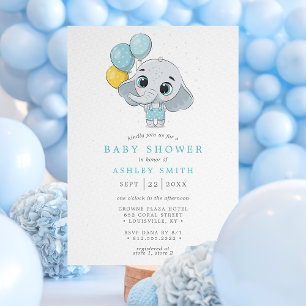 Olifant Schattig Aquarel Jongen Baby Shower Kaart