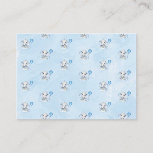Olifant Schattige Blauw Baby shower Luier Raffle Informatiekaartje (Achterkant)