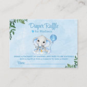 Olifant Schattige Blauw Baby shower Luier Raffle Informatiekaartje (Voorkant)