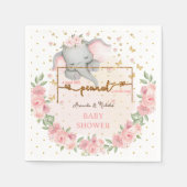 Olifant Schattige Bloemen Roze Boho Baby shower Servet (Voorkant)