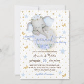 Olifant Schattige Botanische Elegant Baby Jongensd Kaart (Voorkant)