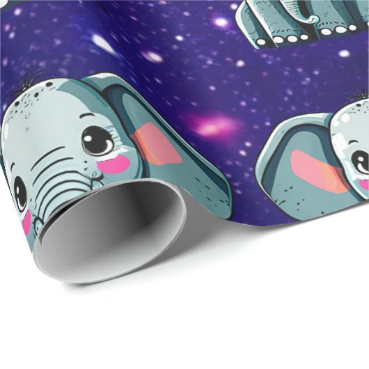 Olifant Schattige Charmant Thema Geïnspireerd Cadeaupapier (Rol Hoek)