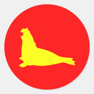 Olifant Seal Sticker geel rood