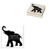 Olifant silhouet familienaam & retouradres rubberstempel (Gestempeld)
