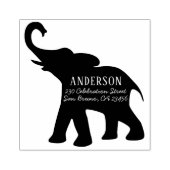 Olifant silhouet familienaam & retouradres rubberstempel (Afrduk)