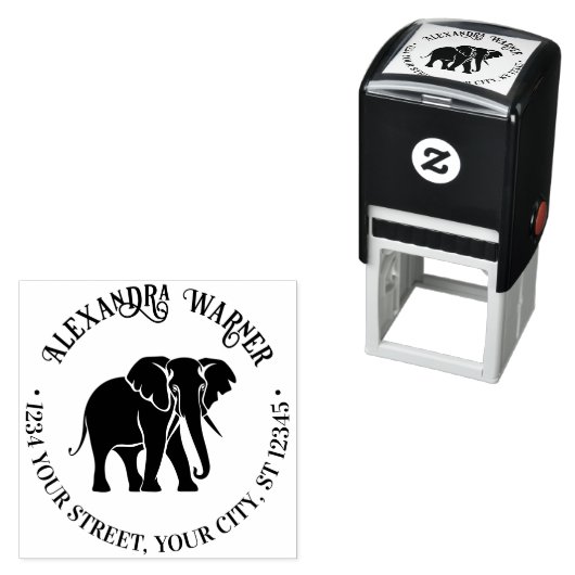 Olifant Silhouet Naam Retouradres Zelfinktende Stempel (In situ)