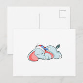 Olifant slaapt met slaapkop briefkaart (Voorkant / Achterkant)