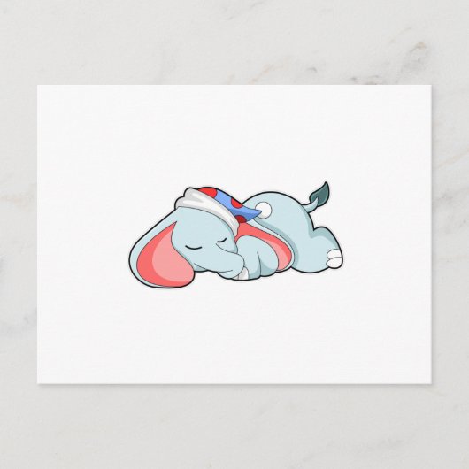 Olifant slaapt met slaapkop briefkaart (Voorkant)