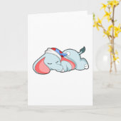 Olifant slaapt met slaapkop kaart (Gele Bloem)