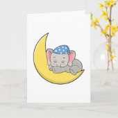 Olifant slaapt met slaapmasker kaart (Gele Bloem)