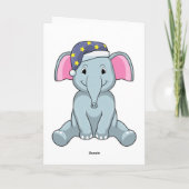 Olifant slaapt met slaapmuts op kaart (Achterkant)