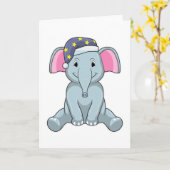Olifant slaapt met slaapmuts op kaart (Gele Bloem)