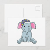 Olifant slaapt met slaapmutsje briefkaart (Voorkant / Achterkant)