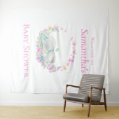 Olifant Slapen Vlinders Baby shower Achtergrond Wandkleed (In Situ (horizontaal))