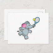 Olifant speelt tennis met tennisracket briefkaart (Voorkant / Achterkant)