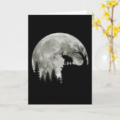 Olifant staat op berg griezelige Halloween maan Kaart (Gele Bloem)