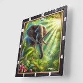 Olifant staat te midden van weelderig Oerwoud gebl Vierkante Klok (Hoek)