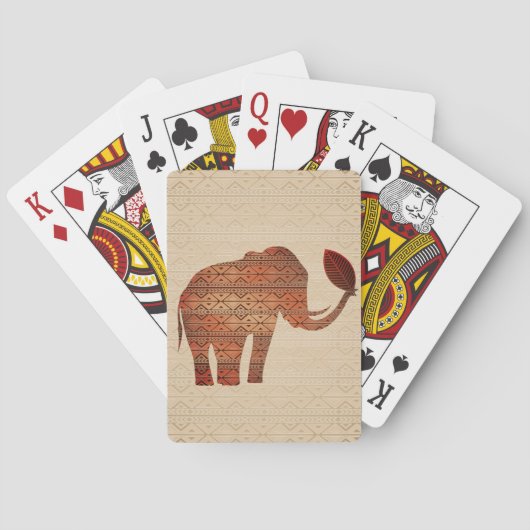 Olifant Stamkunst Ontwerp Pokerkaarten (Achterkant)