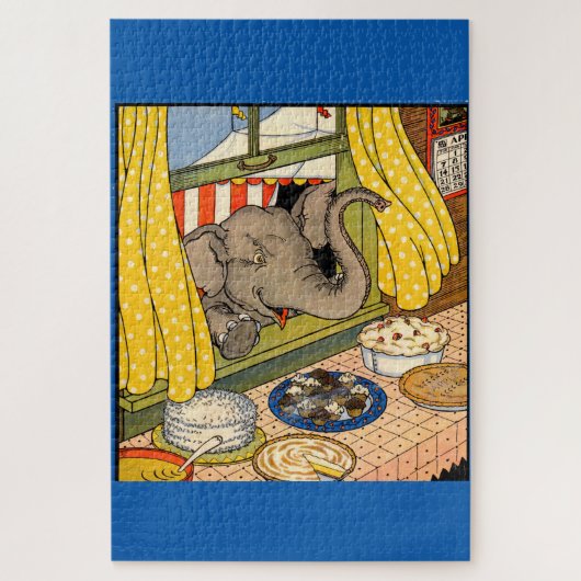 olifant steekt zijn hoofd door het raam legpuzzel (Verticaal)