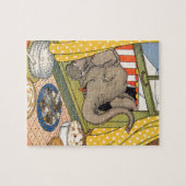 olifant steekt zijn hoofd door het raam legpuzzel (Horizontaal)