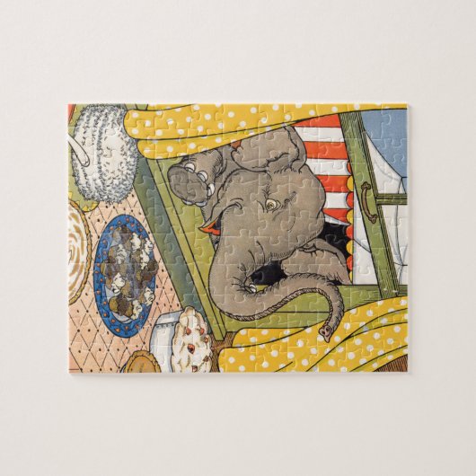 olifant steekt zijn hoofd door het raam legpuzzel (Horizontaal)