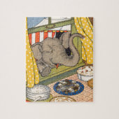 olifant steekt zijn hoofd door het raam legpuzzel (Verticaal)