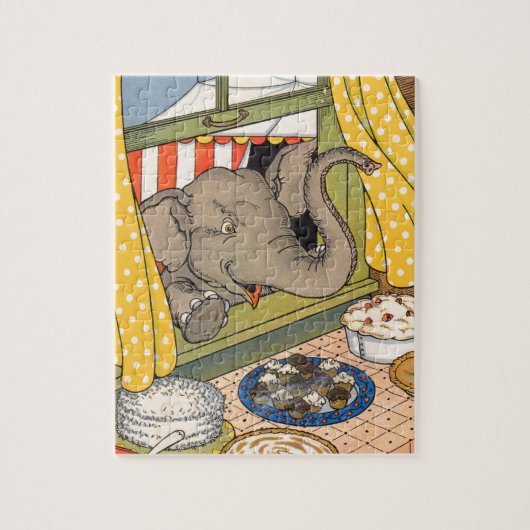 olifant steekt zijn hoofd door het raam legpuzzel (Verticaal)