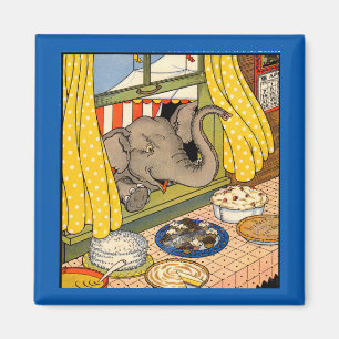 olifant steekt zijn hoofd door het raam magneet