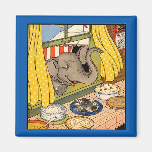 olifant steekt zijn hoofd door het raam magneet (Voorkant)