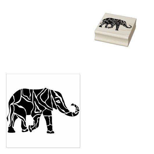 olifant stencil silhouet art stempel (Gestempeld)