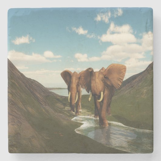 Olifant Stenen Onderzetter (Voorkant)