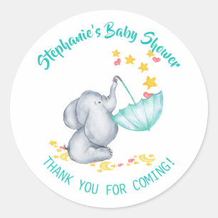 Olifant & Sterren Baby Shower Bedankt Ronde Sticker