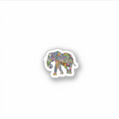 Olifant stickerblad | Kleurrijke mini-decalcomania Sticker (Voorkant)