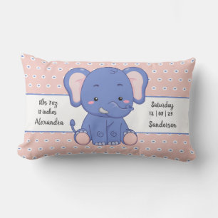 Olifant Stippen Grijs Roze Baby Statistieken  Kussen