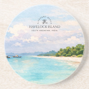 Olifant Strand Aquarel – Andaman Aandenken Cadeau Zandsteen Onderzetter