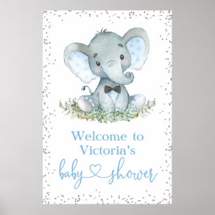 Olifant Strikdas Glitter Baby Shower Welkom Bord Poster