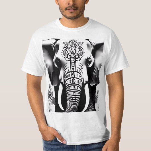 Olifant T-Shirt Collectie Tattoo Stijl Design (Voorkant)
