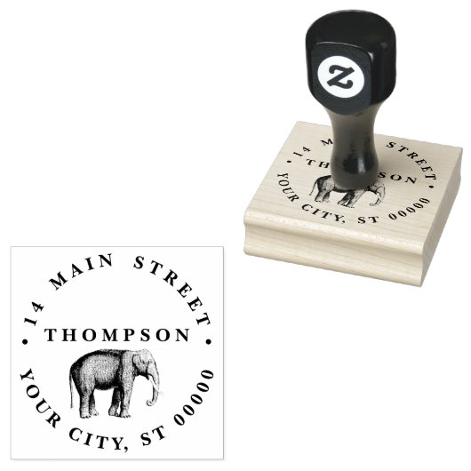  Olifant Tekening Naam Retouradres Rubberstempel (Gestempeld)