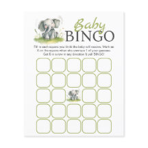 Olifant Thema Baby Shower Bingo Papieren Vel