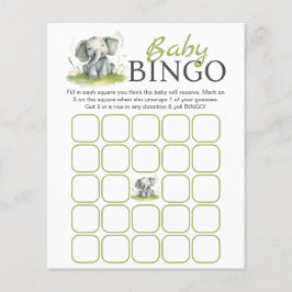 Olifant Thema Baby Shower Bingo Papieren Vel