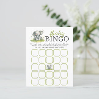 Olifant Thema Baby Shower Bingo Papieren Vel
